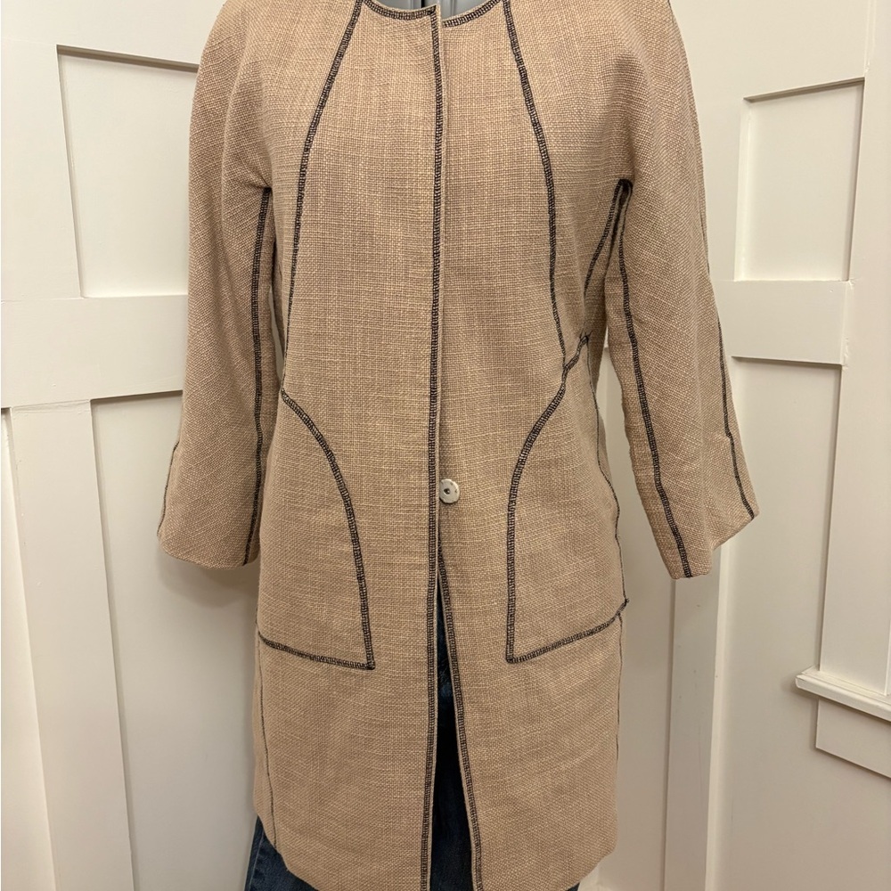 DKNYC Tan Coat with Black Accents Size Small
